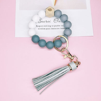 Silicone Beads Bracelet Keychain Soft Tassel Colorful Charm 15