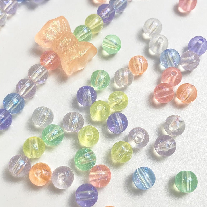Colored Round Acrylic Beads 8mm Pastel Glossy Shimmer 100pcs 2