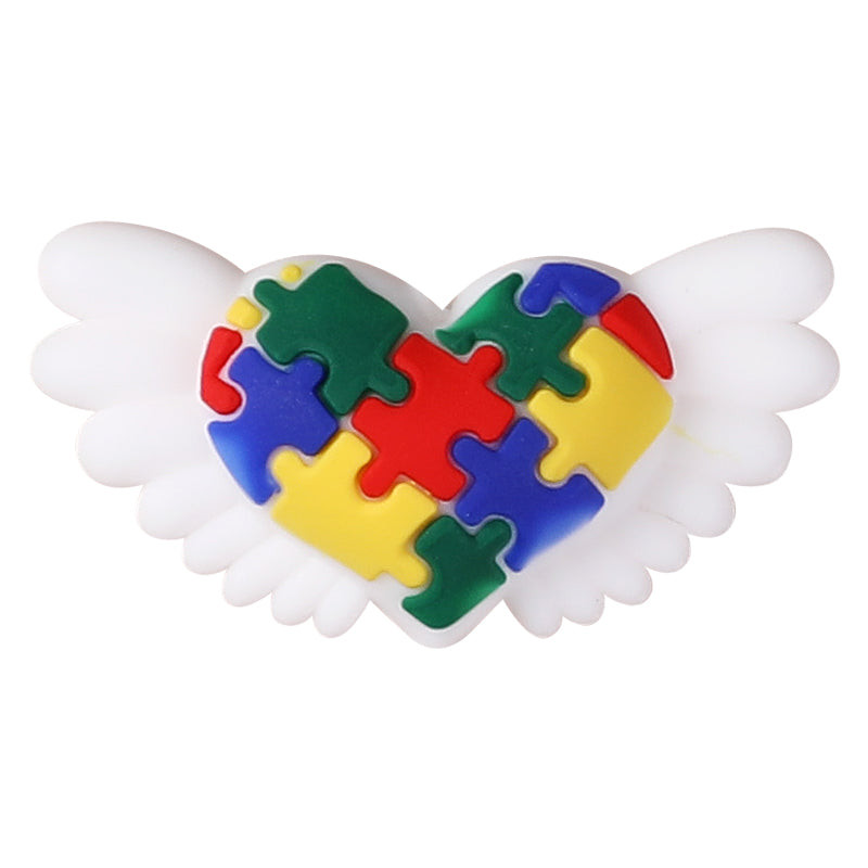 Silicone 3D Focal Beads Autism Pet Love Puzzle Pattern Puppies Panda 12