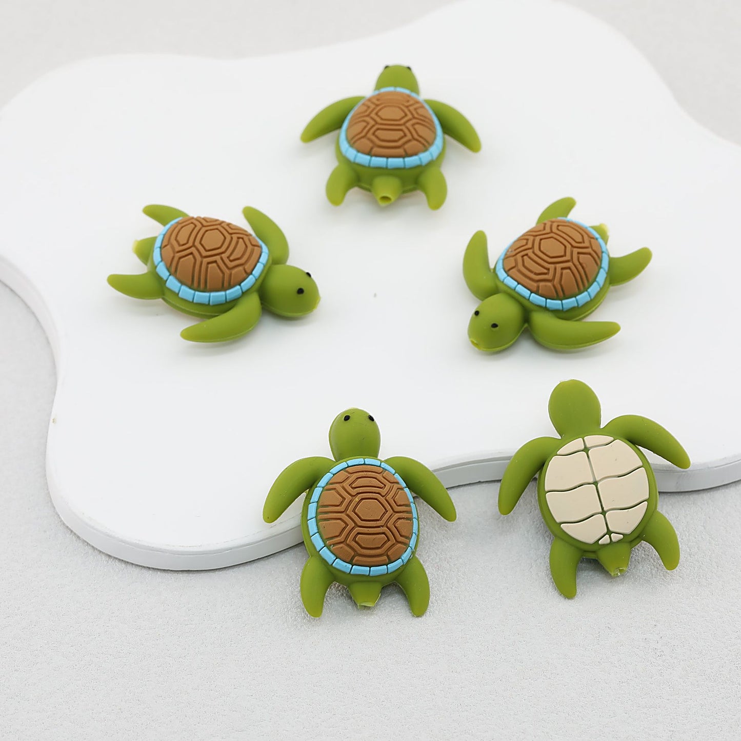 3D Turtle Green Silicone Focal Beads 20pcs