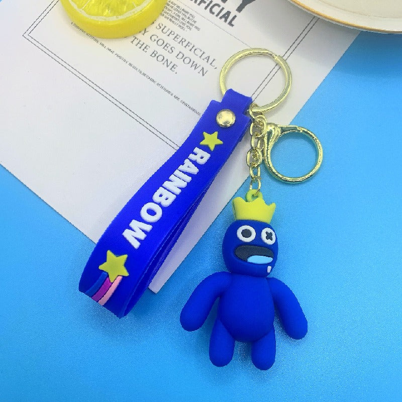 Silicone Rainbow Friends Cartoon Character Keychain with Star Strap 4