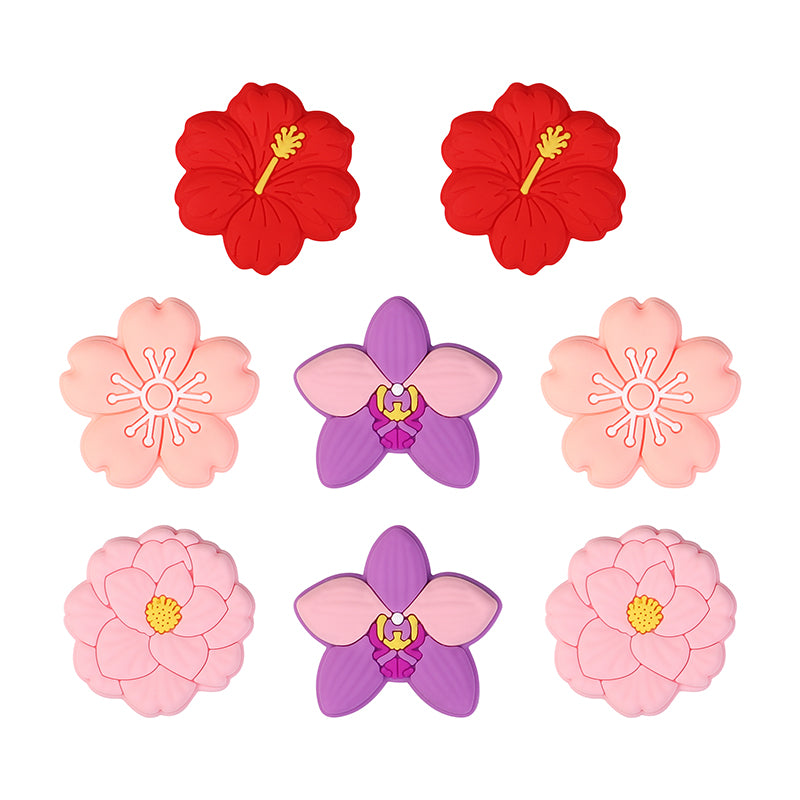 Floral 3D Silicone Focal Beads Assorted Flower Shapes 20pcs 8