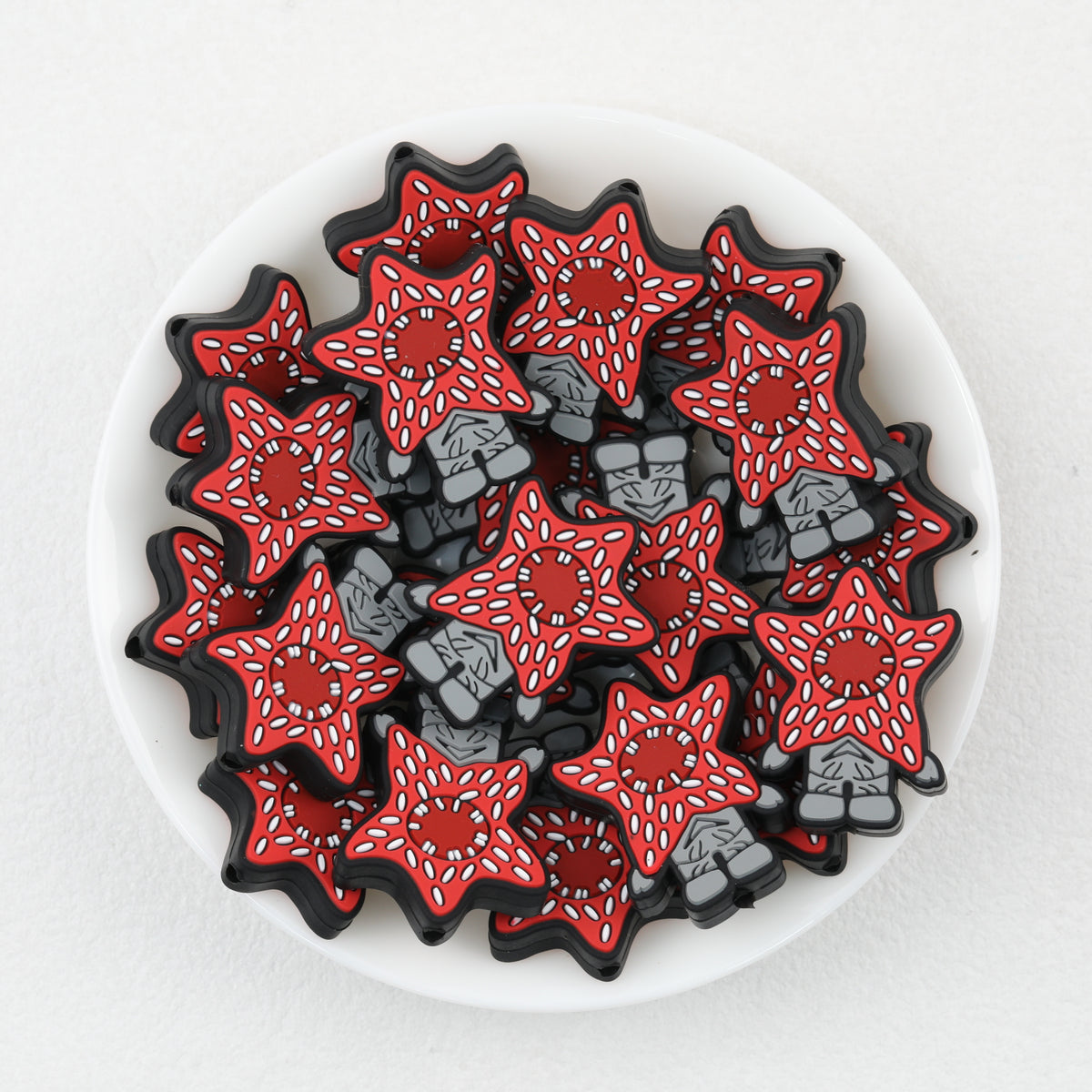 Dark Red Monster Flower Silicone Focal Beads 20 pcs