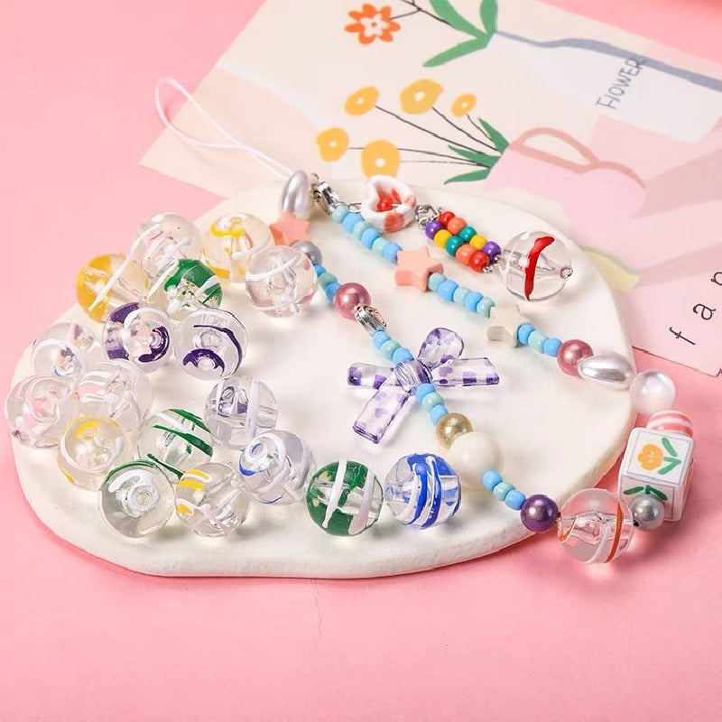 Hand Painted Wind Chimes Acrylic Beads 16mm Transparent Colorful 10pcs 3
