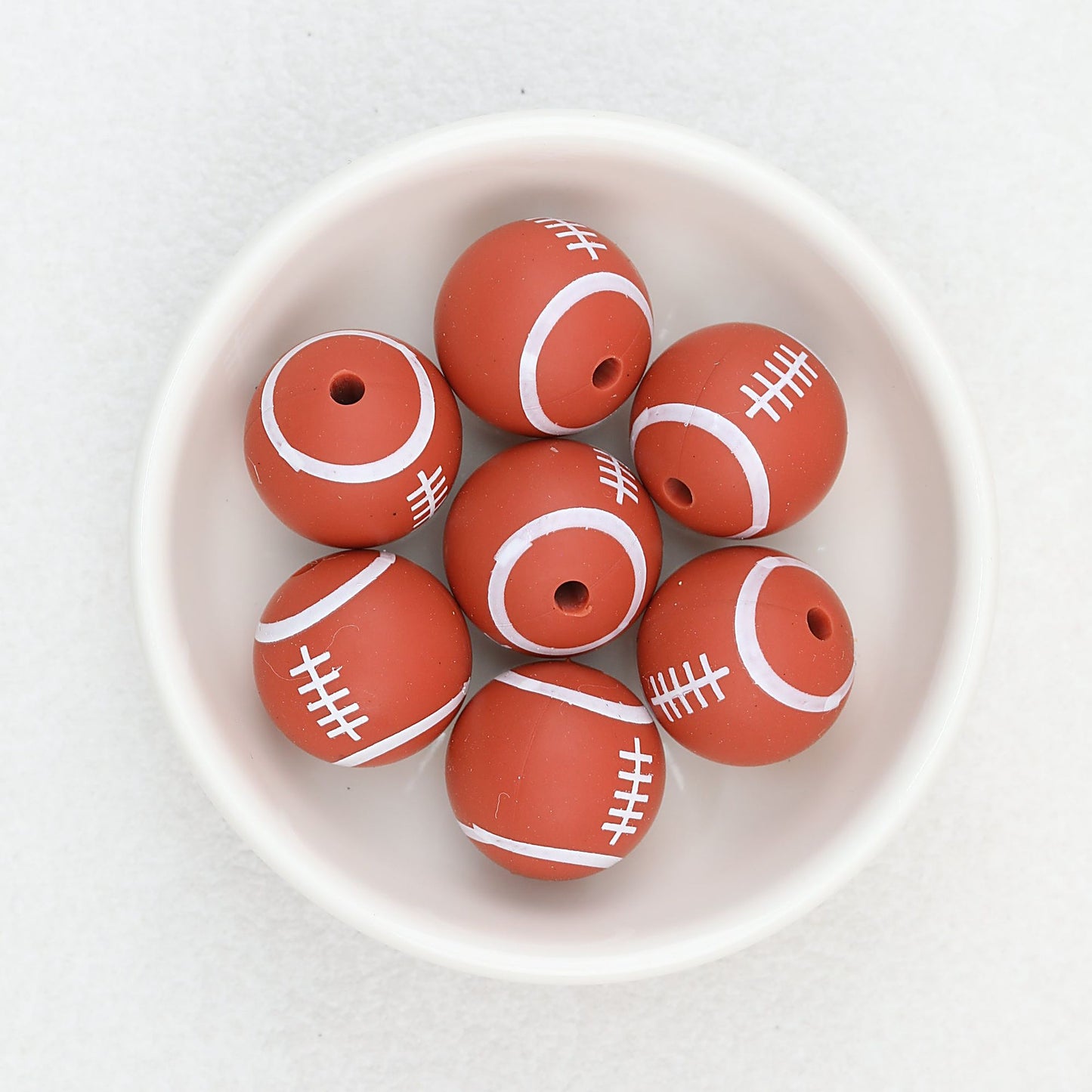 15mm Silicone Beads Sports Ball Printed Soccer Football Volleyball 10pcs - 15mm rugby bead 2