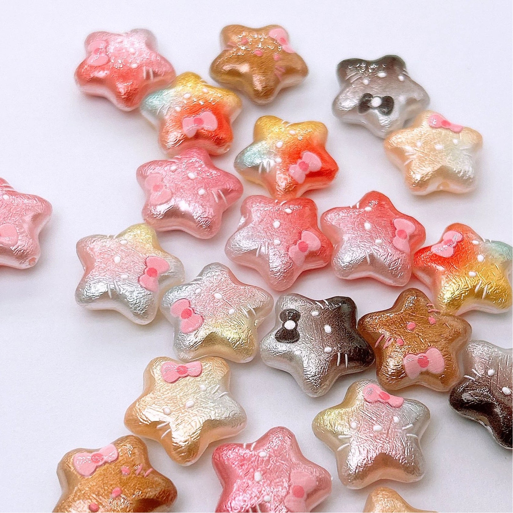 Wrinkle Texture KT Star Acrylic Beads 20mm Mixed 100pcs 4