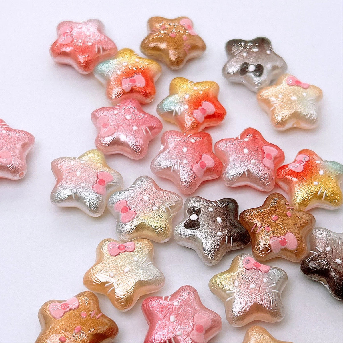 Wrinkle Texture KT Star Acrylic Beads 20mm Mixed 100pcs 4