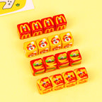 Cartoon Acrylic Square Beads 15mm Fast Food Design 10pcs