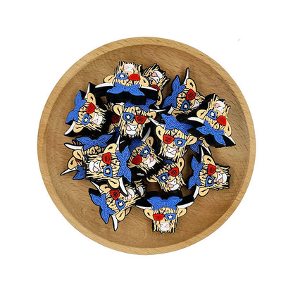 Silicone Focal Beads American Cattle Wearing Star Sunglasses 20pcs 2