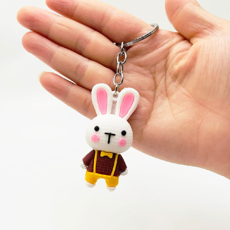PVC Cartoon Rabbit Keychain Soft Rubber Cute Bunny Strap Charm 8