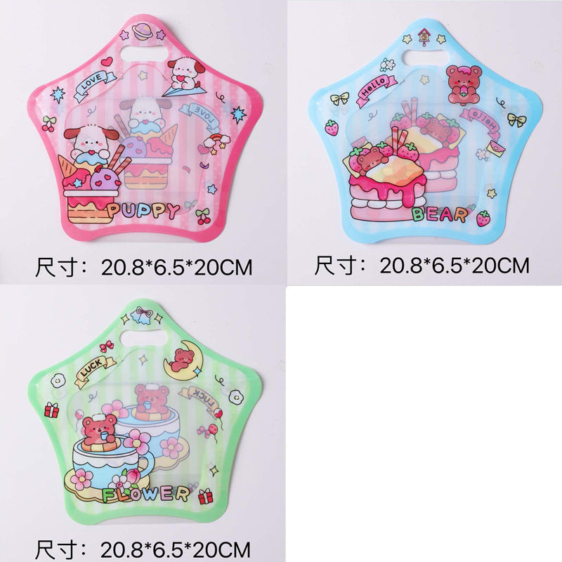 Star Shaped Zip Lock Bags Cute Pochacco Printed Plastic 20.8x6.5x20cm 10pcs 3