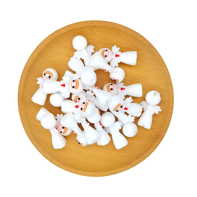 Silicone 3D Focal Beads Love Little Angel Holding Red Heart 2