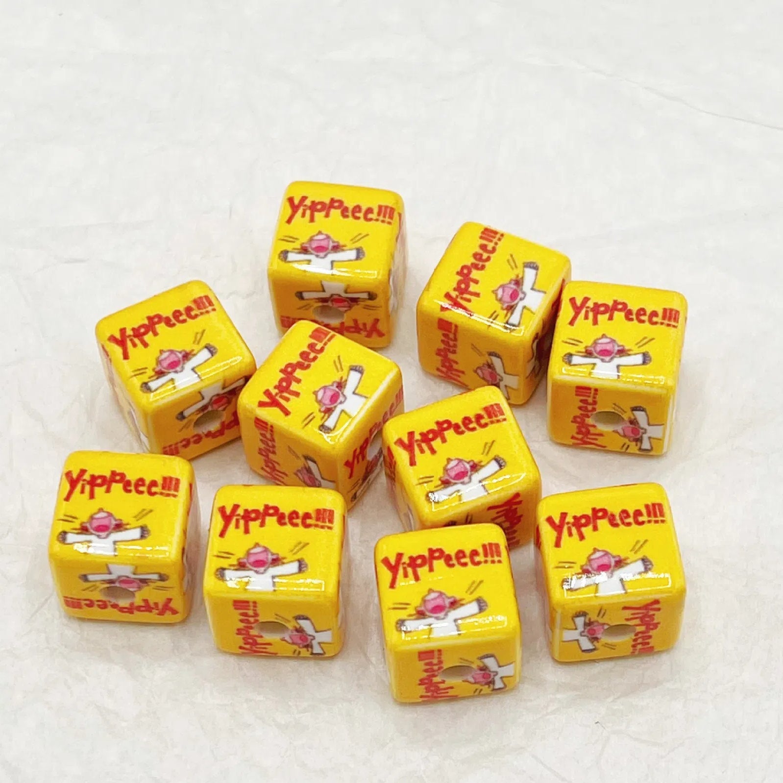 Square Acrylic Beads 14mm Coco Chan'S Letters Series Pattern 10pcs 6