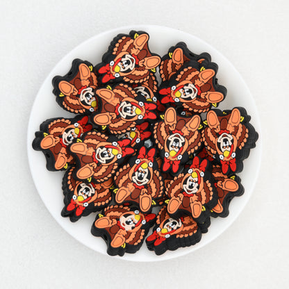 Thanksgiving Turkey Silicone Focal Beads Minnie Design 20pcs 2