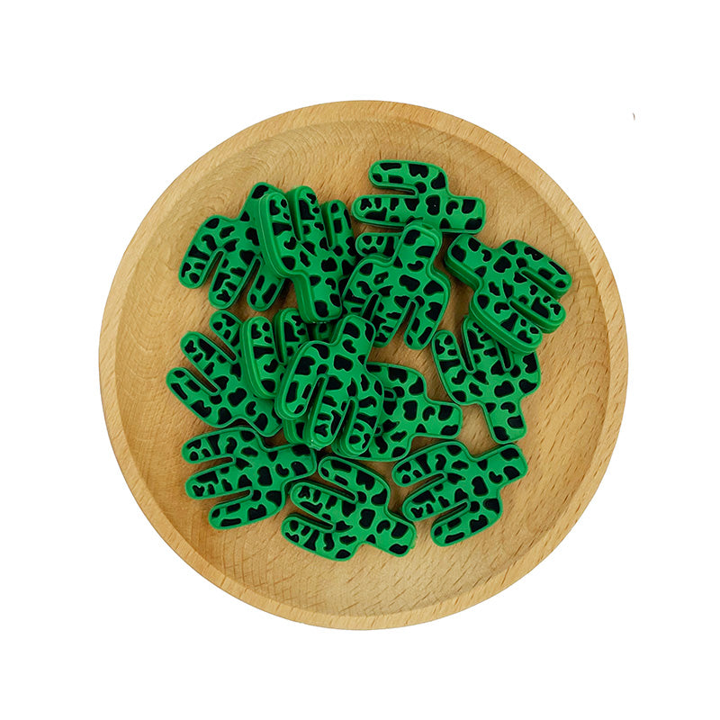 Silicone Focal Beads Cactus Bold Contrasting Patches 20pcs 9