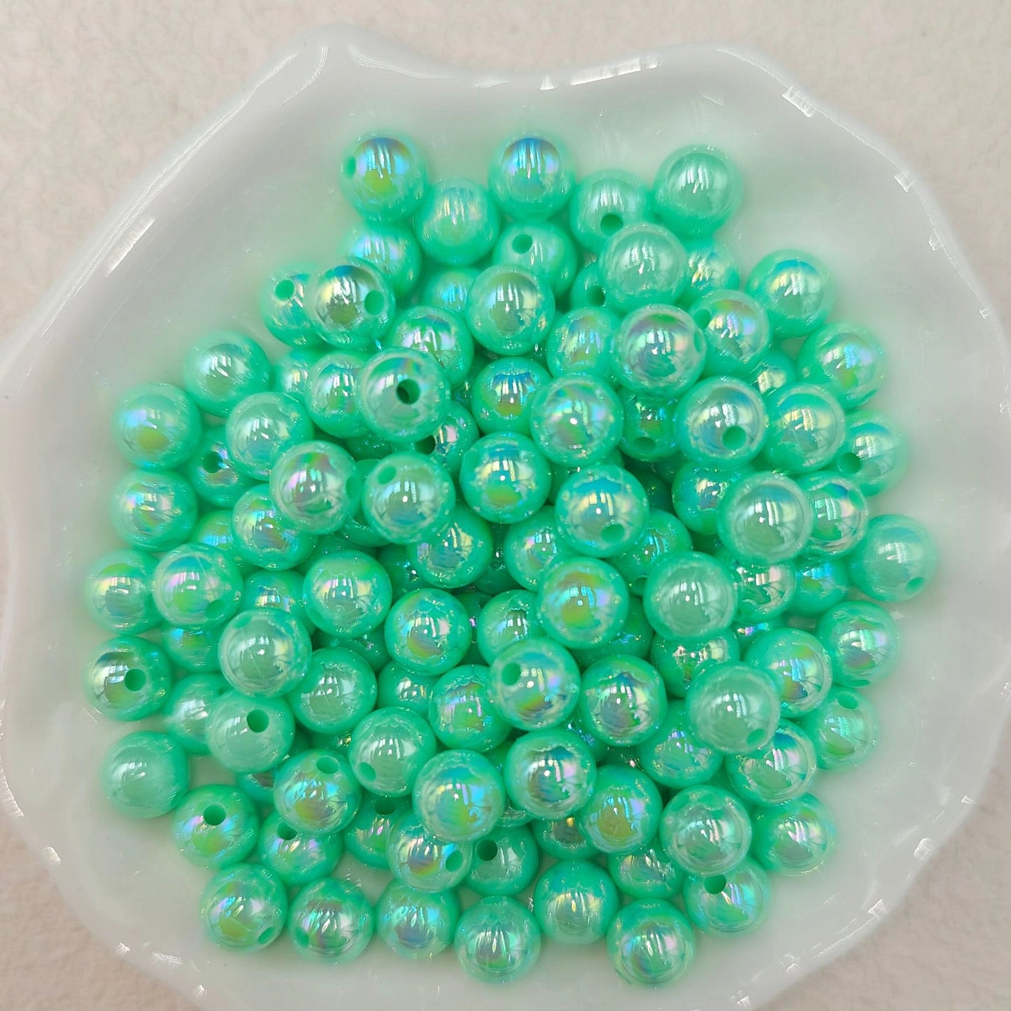 Plating Round Acrylic Beads 10mm Iridescent Transparent 950pcs 26