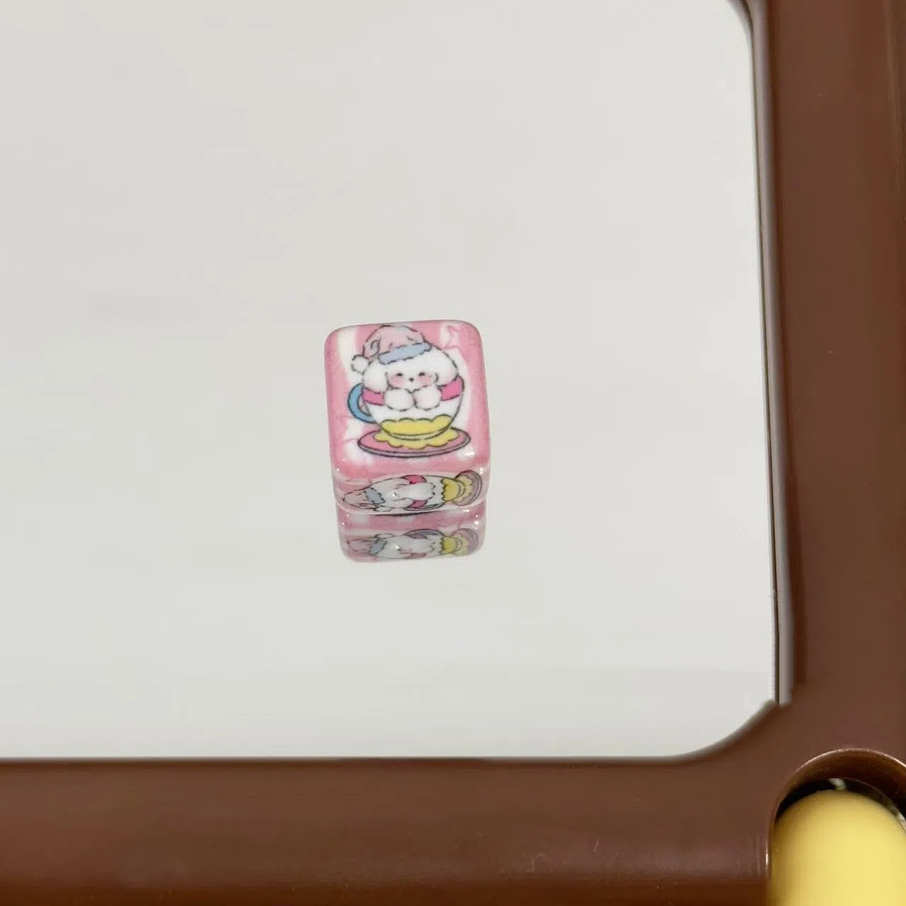 Pink Cartoon Kitten and Puppy Acrylic Square Beads 16mm 10pcs 3