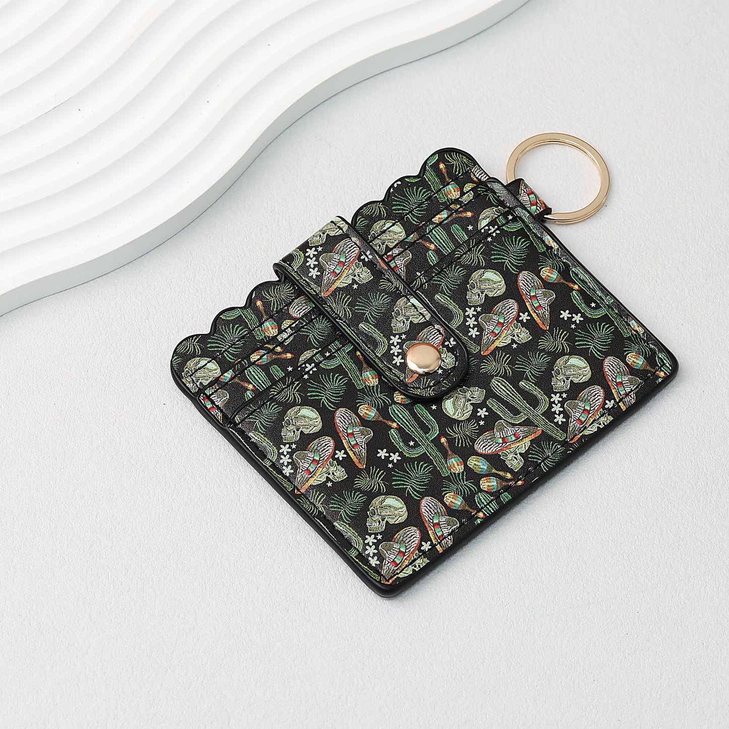 PU Card Holder Keychain Multi Patterned - E4