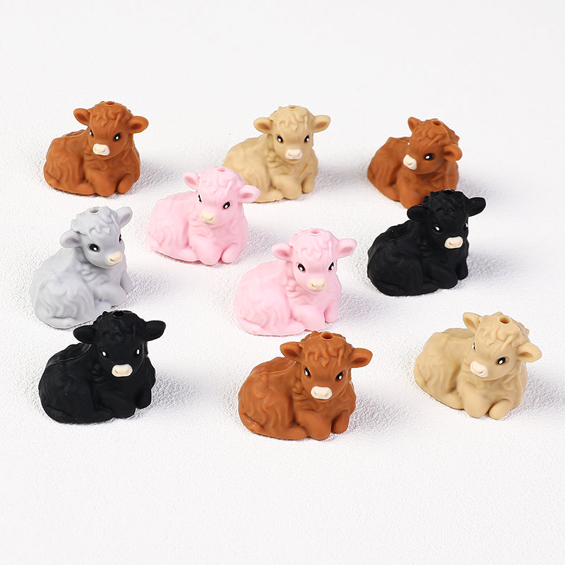 3D Lying Smiling Calf Silicone Focal Beads 20Pcs  2