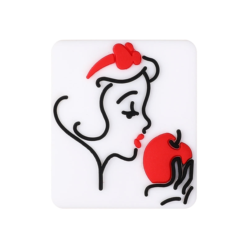 Silicone Focal Beads Snow White Poisoned Apple Icon and Text 20pcs 13
