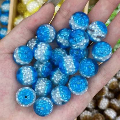 Dual Color Imitation Pearl Waxberry Resin Beads 16mm Glossy Bubblegum 10pcs 5