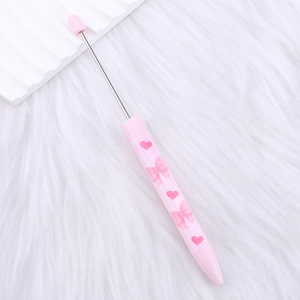 Beadable Long Pink Butterfly Pattern Ballpoint Pen for Crafting 9