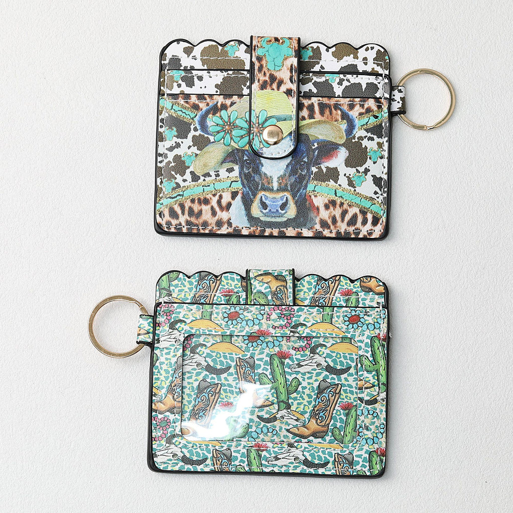 PU Card Holder Keychain Multi Patterned