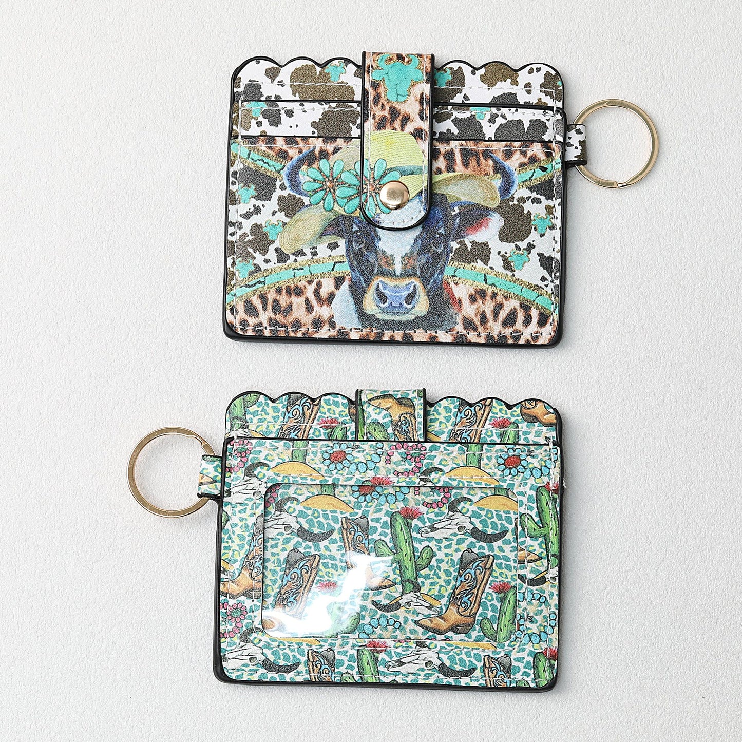 PU Card Holder Keychain Multi Patterned