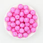 15mm Printed Floral Silicone Beads Multicolor Patterned 50pcs - Pink Cactus