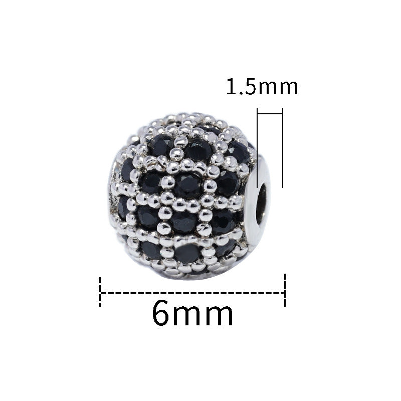 Fancy Zirconia Paved Brass Round Beads 6mm 8mm 10mm 30pcs 4