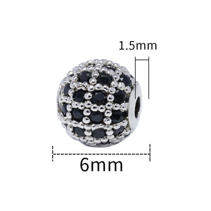 Fancy Zirconia Paved Brass Round Beads 6mm 8mm 10mm 30pcs 4