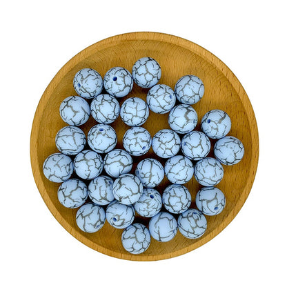 15mm Silicone Beads Crackle Printed Multi Color 50pcs 10