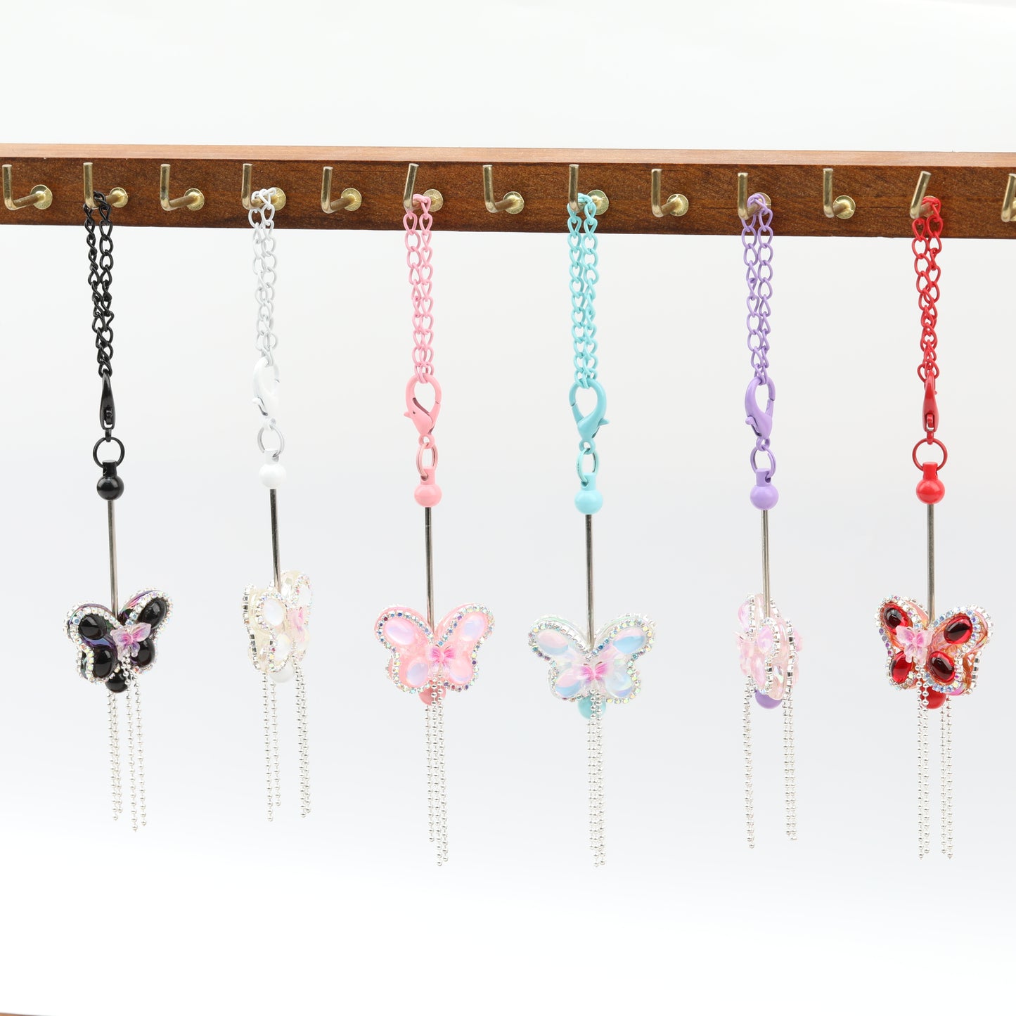 Butterfly Tassel Rhinestone Acrylic Beads 28mm 5pcs 3