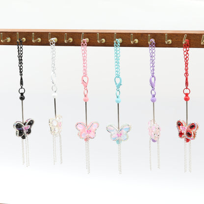 Butterfly Tassel Rhinestone Acrylic Beads 28mm 5pcs 3