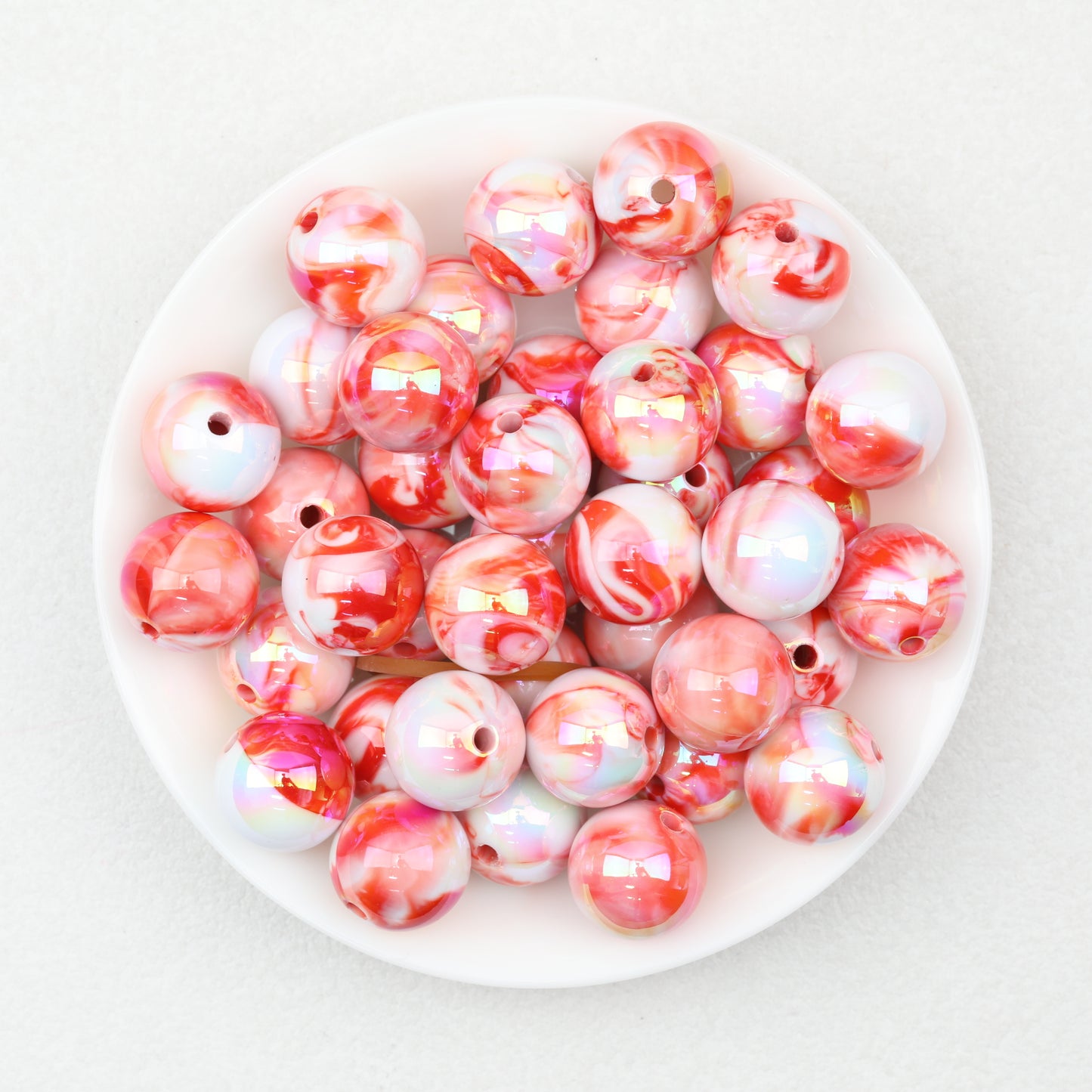 Marbled Pattern Acrylic Round Beads 16mm 50pcs 7