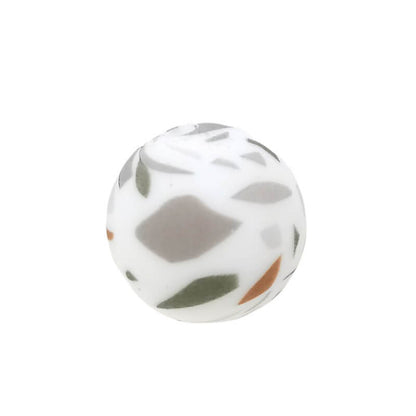 15mm Silicone Beads Terrazzo Print Multi Color 50pcs 5