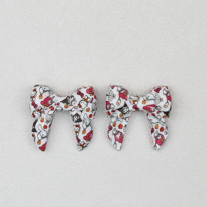 3D Printed Bow Shape Silicone Beads Colorful Pattern 10pcs - 1