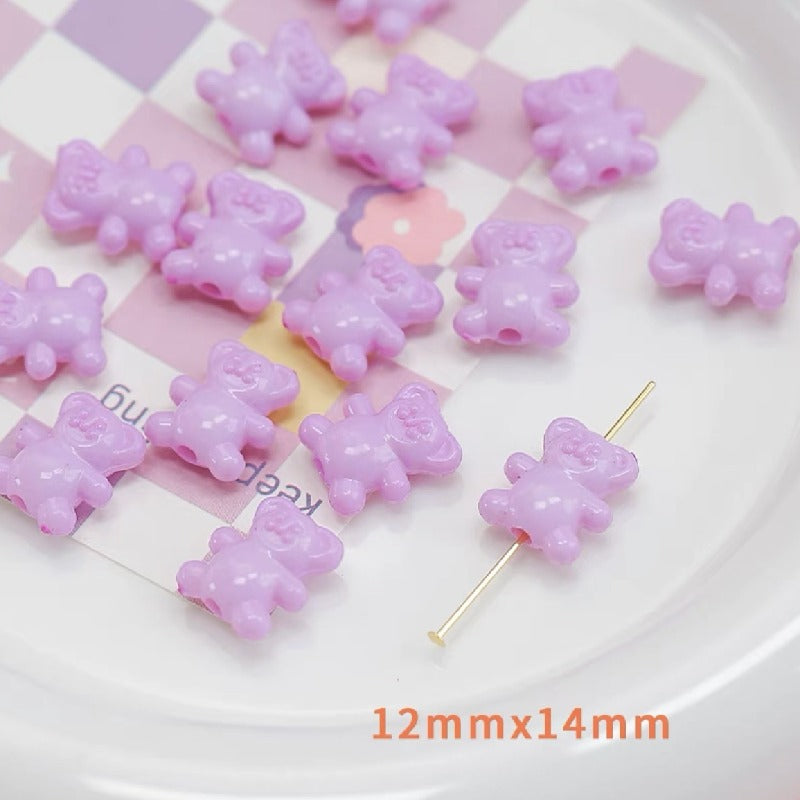Colorful Bear Acrylic Beads 12x14mm Playful Design 20pcs 8