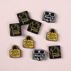 Silicone Focal Beads The Golden Girl Retro Black and Gold Designs 20pcs 5