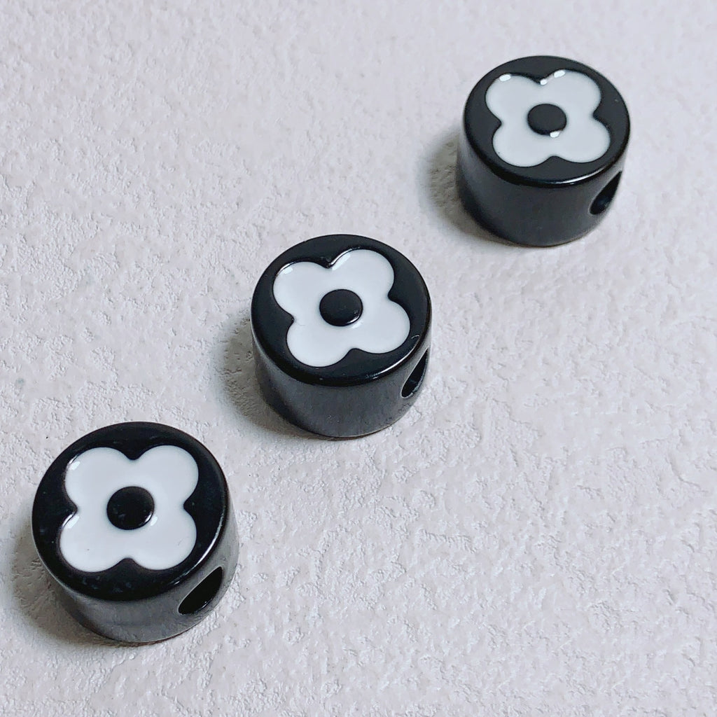 Painted Round Square Acrylic Beads 14mm 21mm Clover Pattern Enamel 10pcs 5