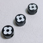 Painted Round Square Acrylic Beads 14mm 21mm Clover Pattern Enamel 10pcs 5