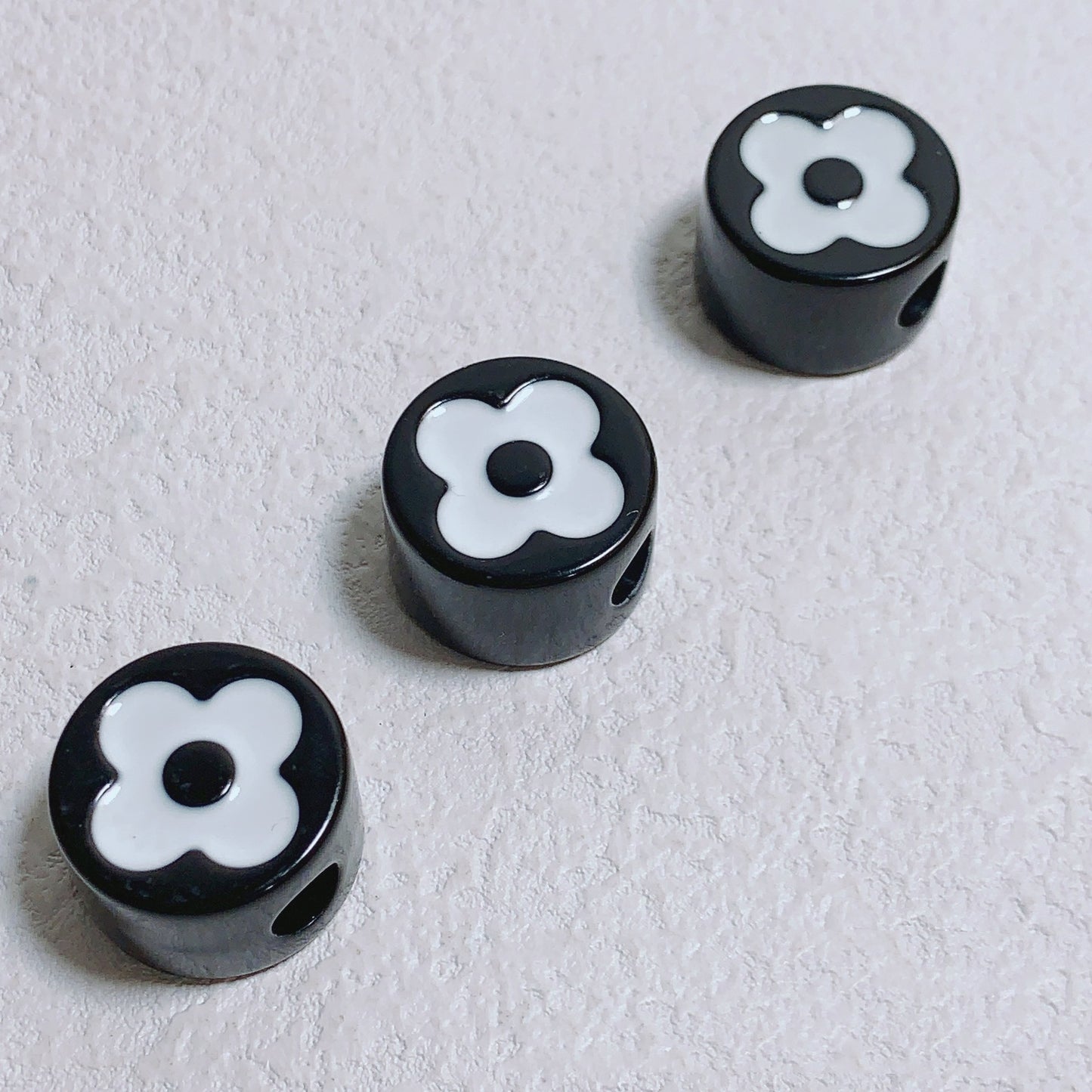 Painted Round Square Acrylic Beads 14mm 21mm Clover Pattern Enamel 10pcs 5