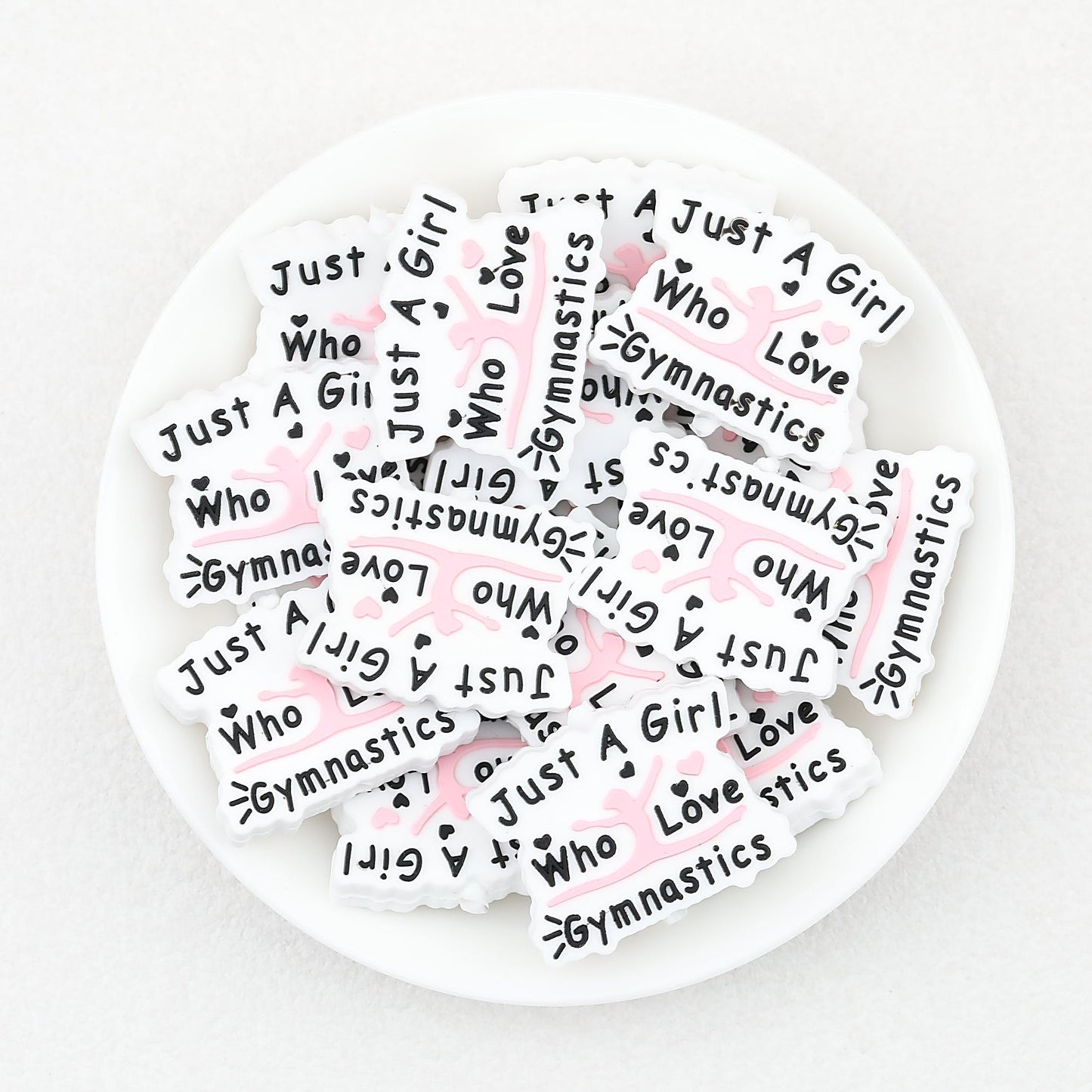 Gymnast Girl Pink Silicone Focal Beads 20pcs - Pink