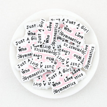 Gymnast Girl Pink Silicone Focal Beads 20pcs - Pink