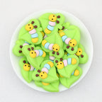 Green Leaf Caterpillar Silicone Focal Beads 20pcs