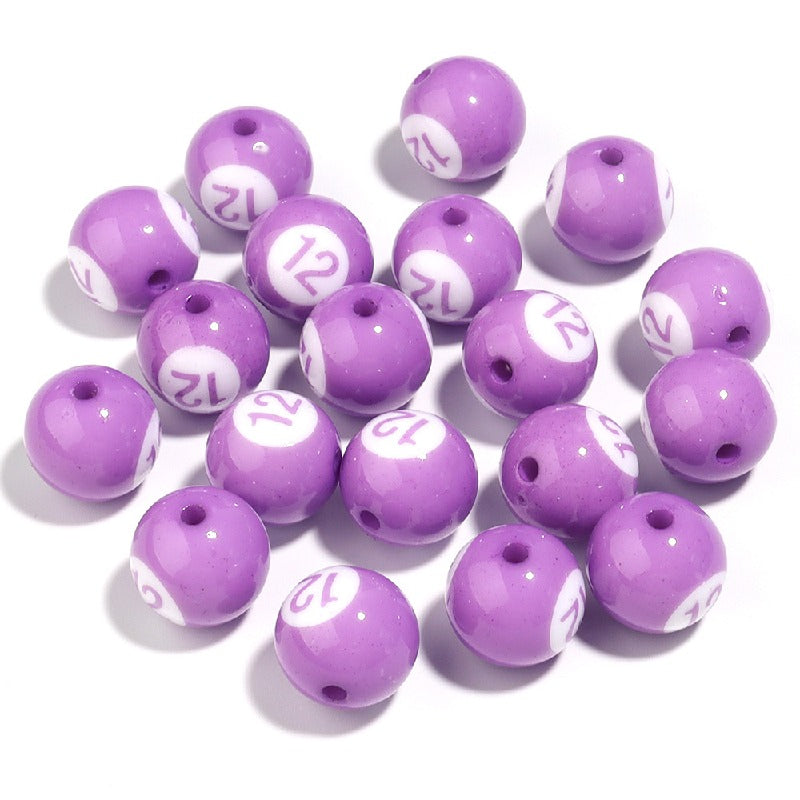 Colored Billiard Ball Round Acrylic Beads 16mm Glossy 10pcs 17