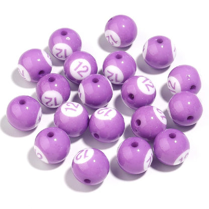 Colored Billiard Ball Round Acrylic Beads 16mm Glossy 10pcs 17