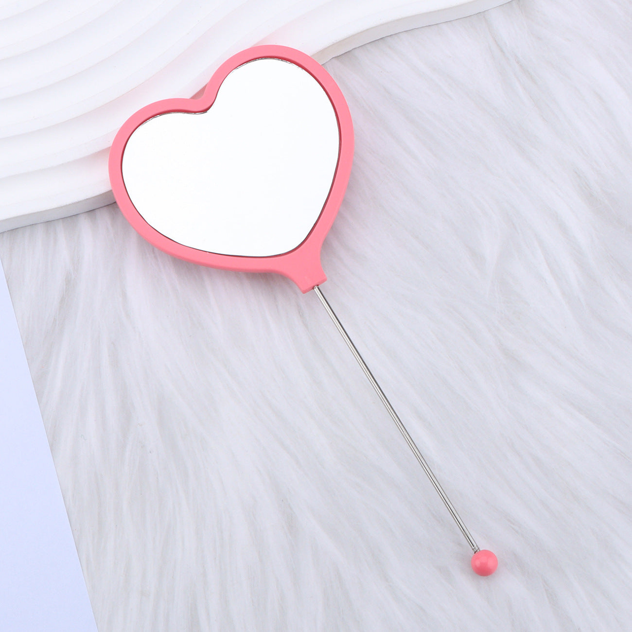 Beadable Plastic Mirrors Handheld Heart-shaped
