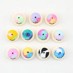 Dumpling Steamer 3D Silicone Focal Beads Wholesale, Tie Dye Smiling Glitter Accents Pastel Rainbow, 22mm*23mm