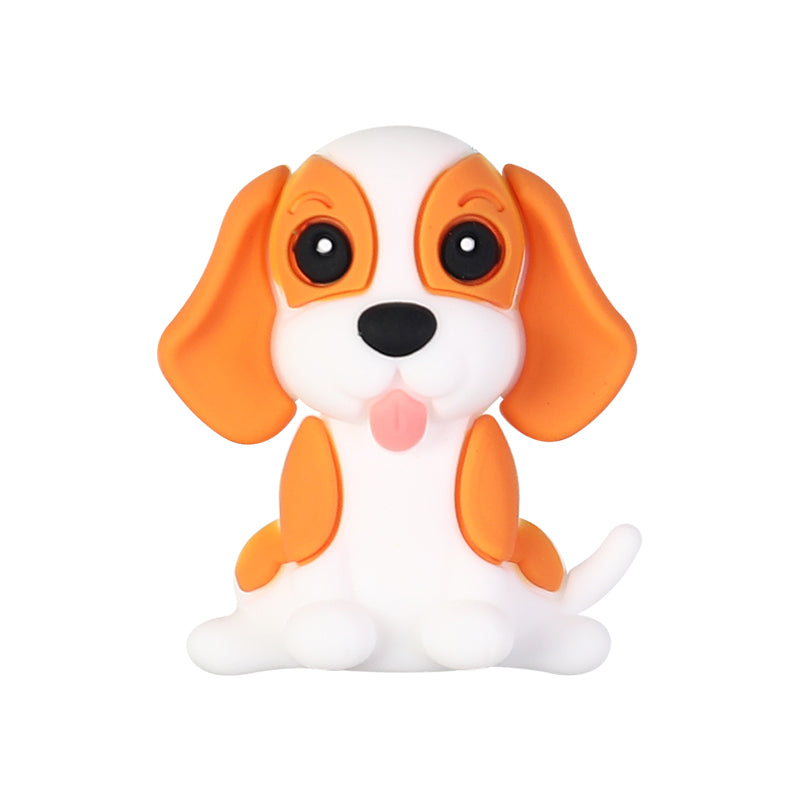 Silicone 3D Focal Beads Puppy Sitting Pose Smiling Face 20pcs 13